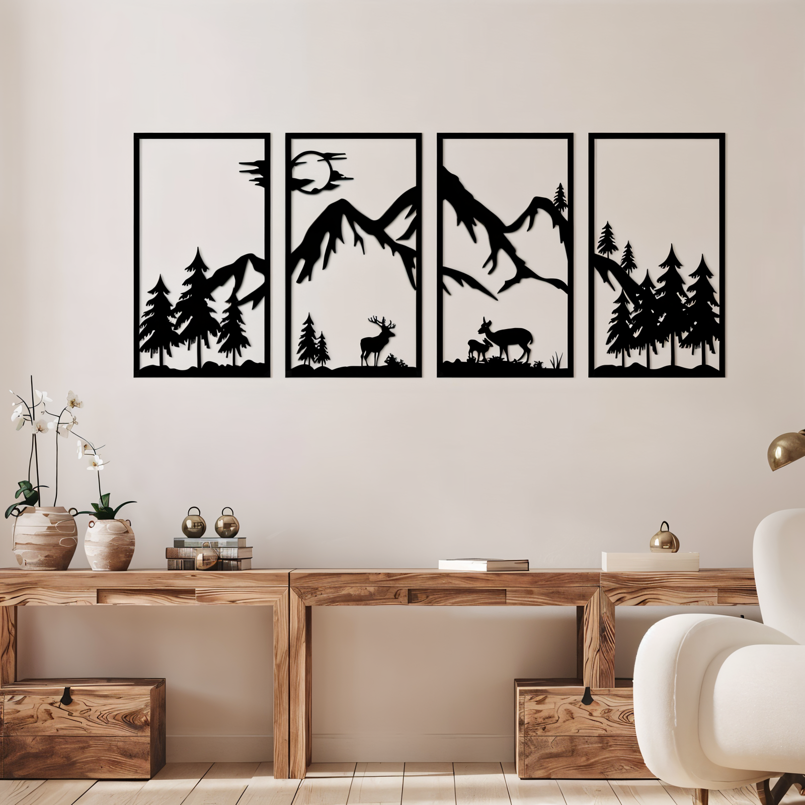 Modern Black Metal Mountain Wall Art – Abstract Nature-Inspired Decor for Home and Office