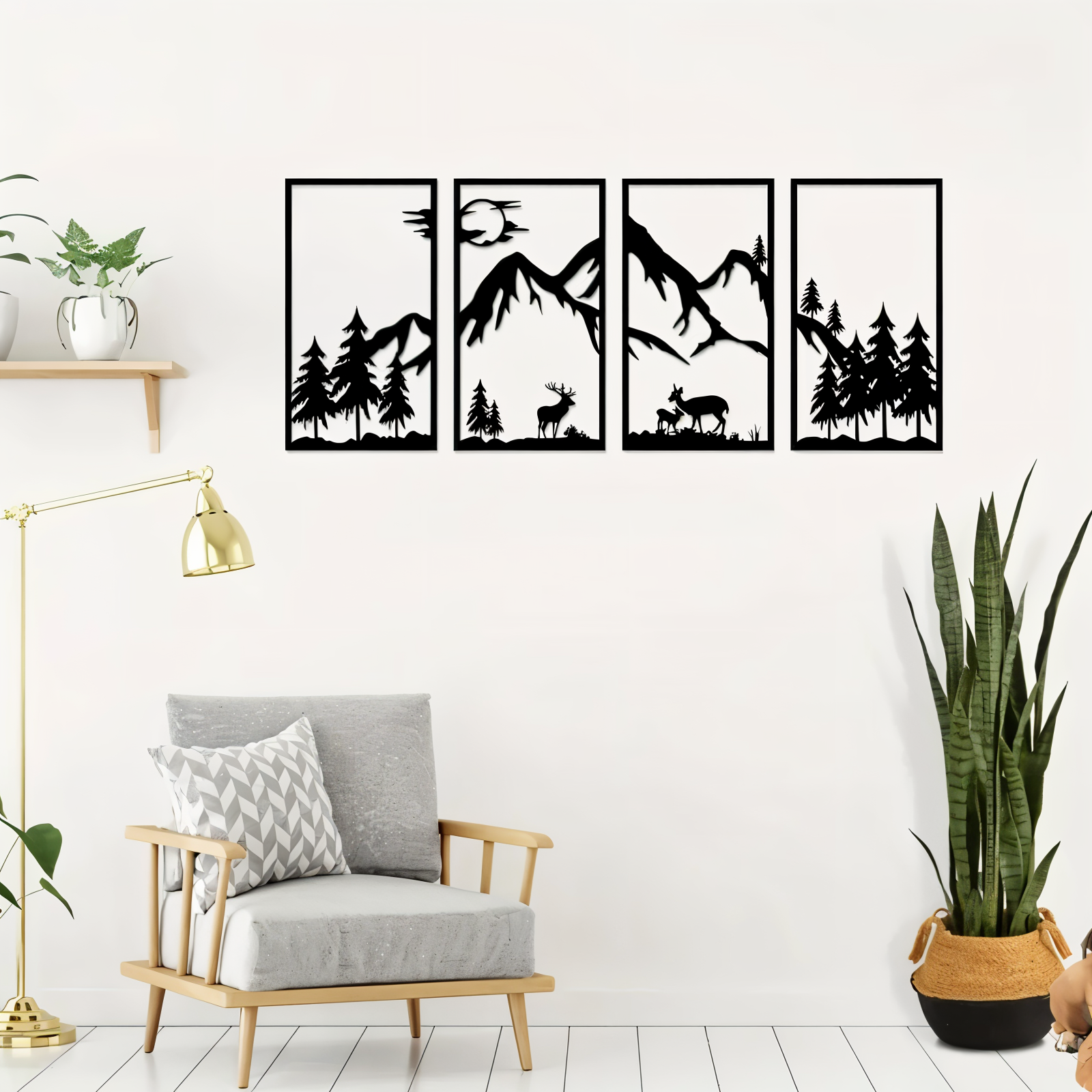 Modern Black Metal Mountain Wall Art – Abstract Nature-Inspired Decor for Home and Office