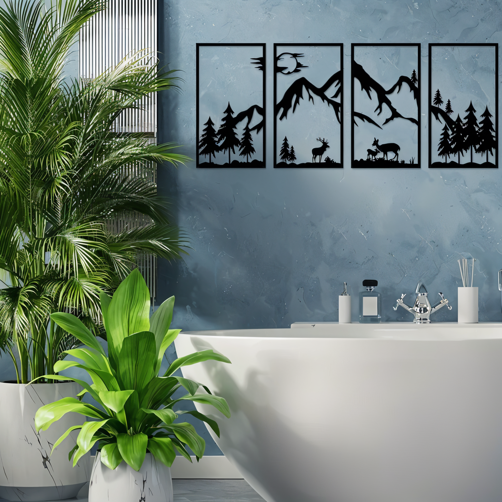 Modern Black Metal Mountain Wall Art – Abstract Nature-Inspired Decor for Home and Office