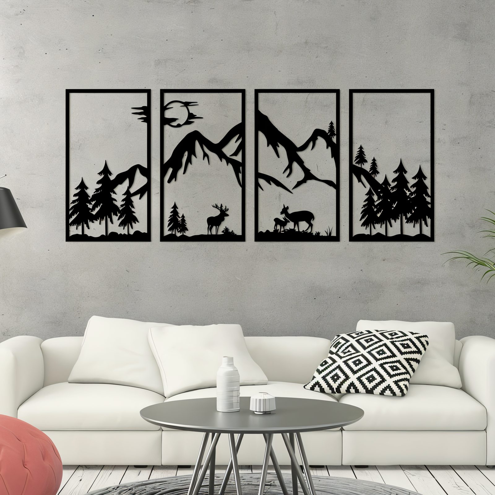 Modern Black Metal Mountain Wall Art – Abstract Nature-Inspired Decor for Home and Office