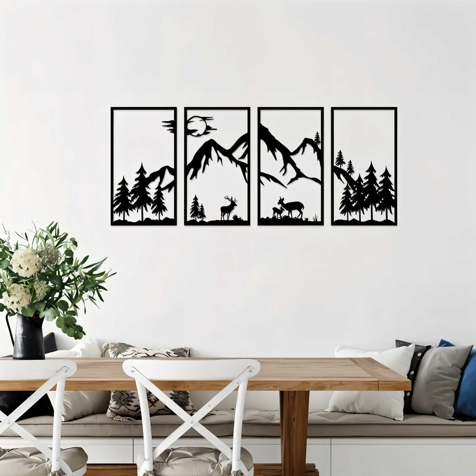 Modern Black Metal Mountain Wall Art – Abstract Nature-Inspired Decor for Home and Office