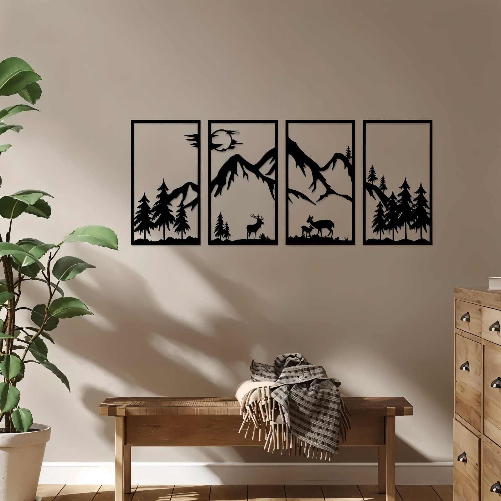 Modern Black Metal Mountain Wall Art – Abstract Nature-Inspired Decor for Home and Office