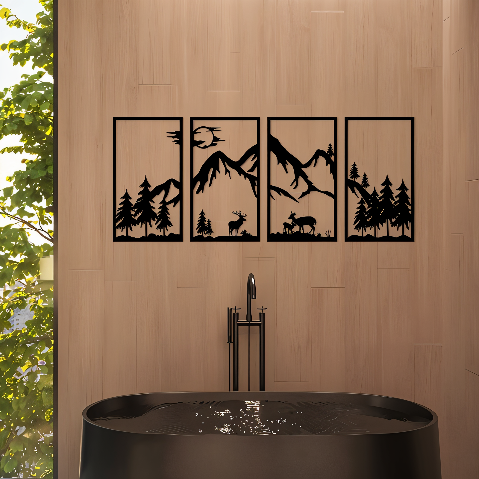 Modern Black Metal Mountain Wall Art – Abstract Nature-Inspired Decor for Home and Office