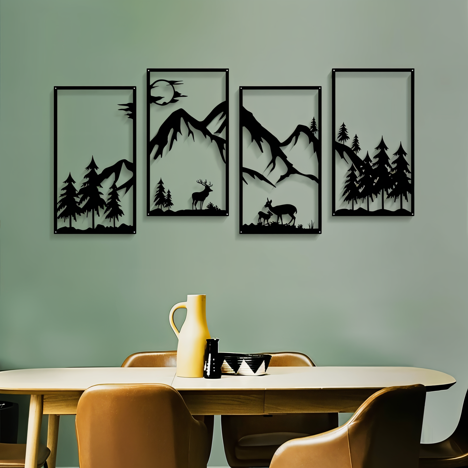 Modern Black Metal Mountain Wall Art – Abstract Nature-Inspired Decor for Home and Office