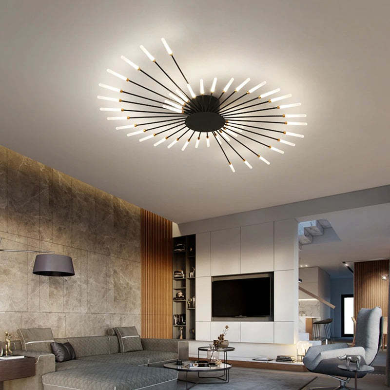 Modern Fireworks Ceiling Chandelier for Living Room – Stylish Metal Light Fixture