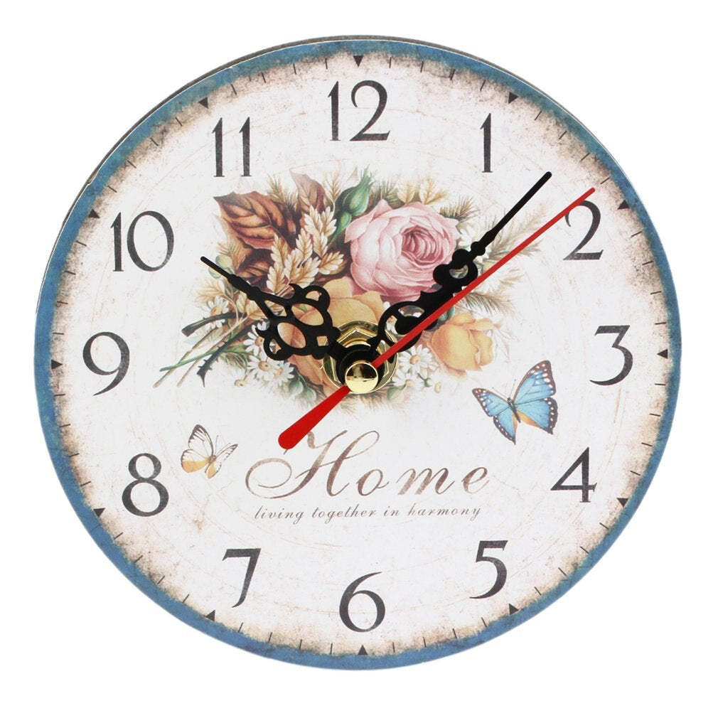 Modern Floral Butterfly Wall Clock – Elegant 12 x 12 cm Home Decor for Living Room and Office