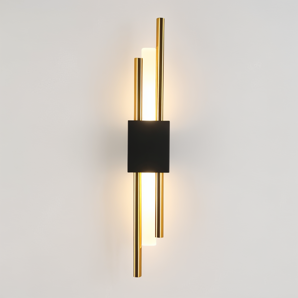 Modern Linear Wall Light in Gold and Black Finish – Sleek Minimalist Design for Elegant Interiors