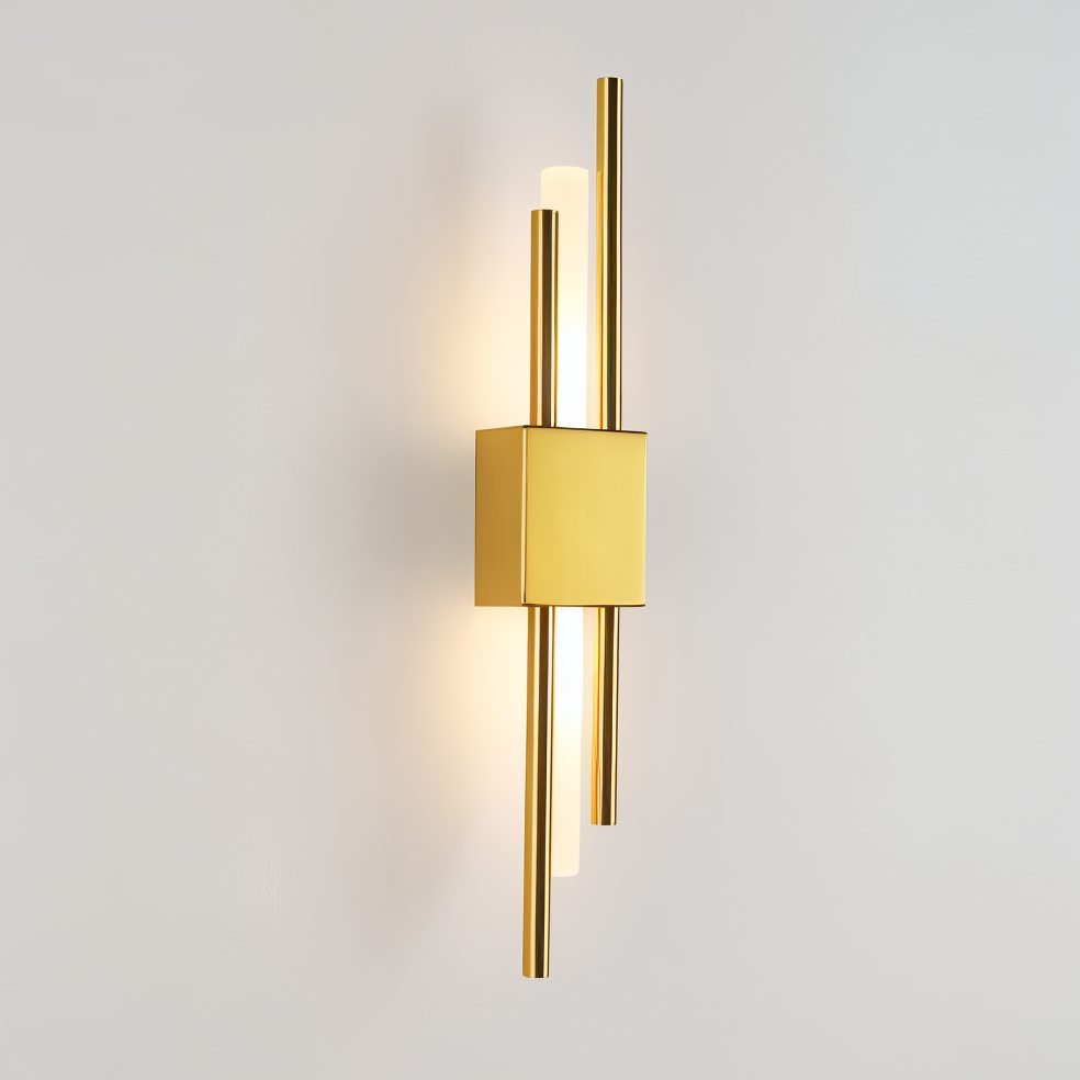 Modern Linear Wall Light in Gold and Black Finish – Sleek Minimalist Design for Elegant Interiors