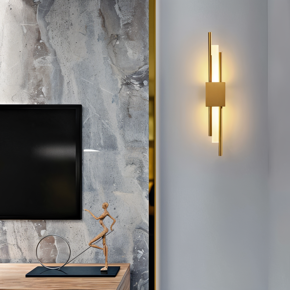 Modern Linear Wall Light in Gold and Black Finish – Sleek Minimalist Design for Elegant Interiors