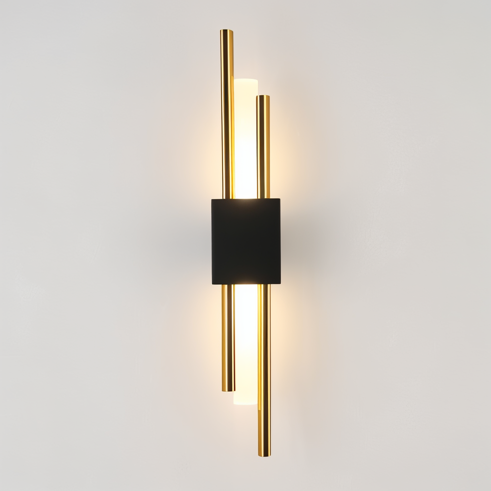 Modern Linear Wall Light in Gold and Black Finish – Sleek Minimalist Design for Elegant Interiors