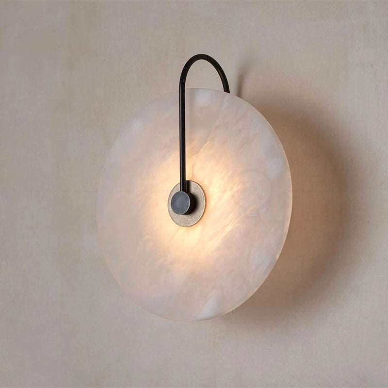Modern Marble Wall Light - Elegant Circular Design Sconce for Bathroom and Home Decor