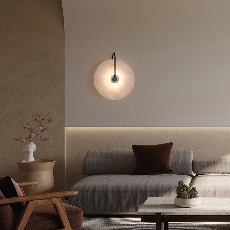 Modern Marble Wall Light - Elegant Circular Design Sconce for Bathroom and Home Decor