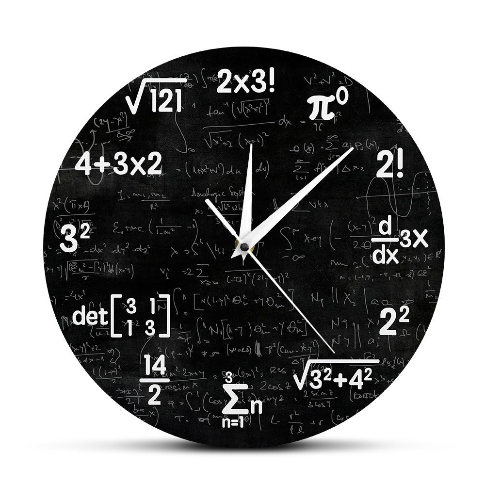 Modern Mathematical Wall Clock – Creative Black Design, 30 cm Diameter, Durable Plastic for Home Decor