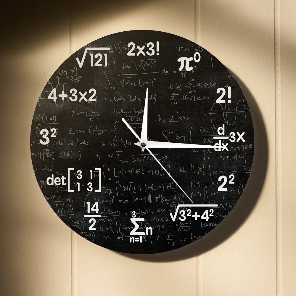 Modern Mathematical Wall Clock – Creative Black Design, 30 cm Diameter, Durable Plastic for Home Decor