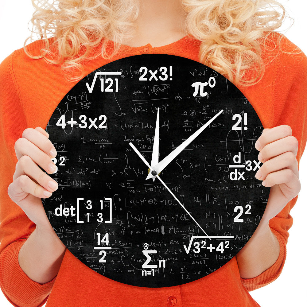 Modern Mathematical Wall Clock – Creative Black Design, 30 cm Diameter, Durable Plastic for Home Decor