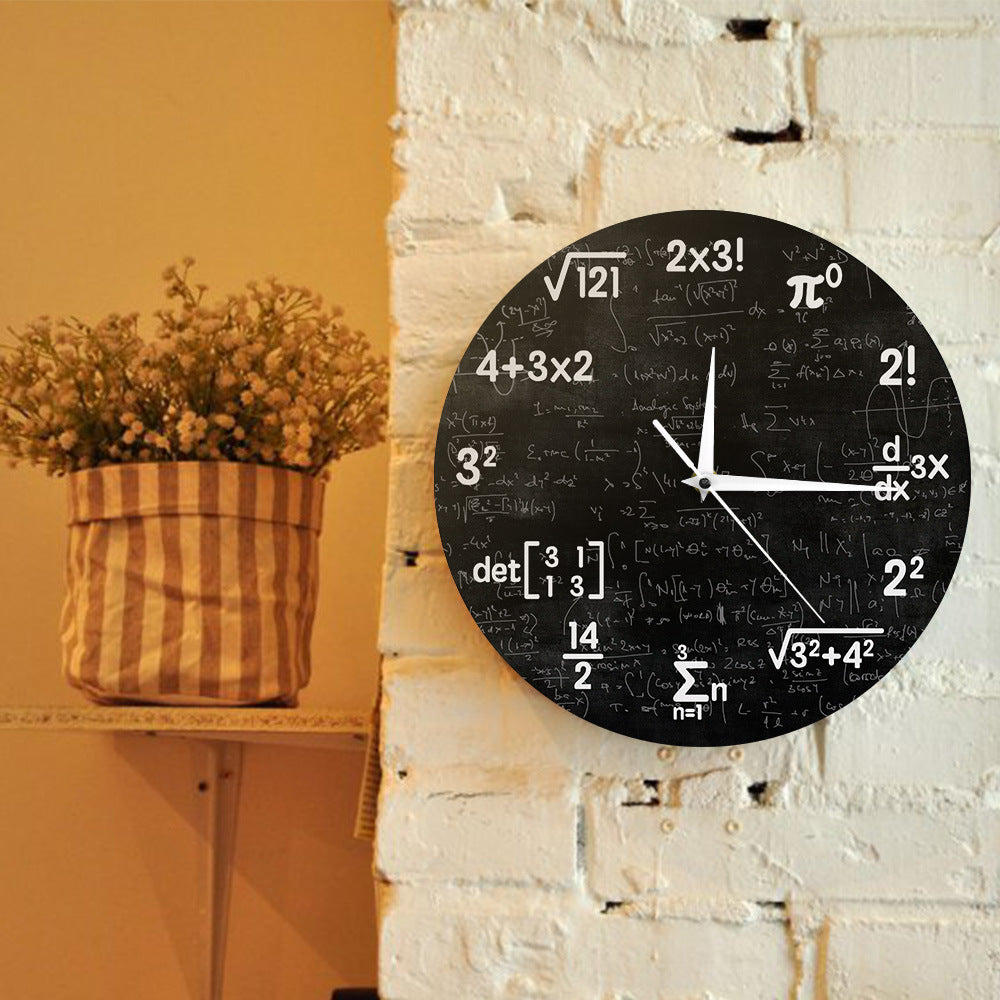 Modern Mathematical Wall Clock – Creative Black Design, 30 cm Diameter, Durable Plastic for Home Decor