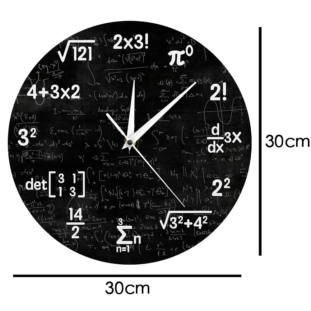 Modern Mathematical Wall Clock – Creative Black Design, 30 cm Diameter, Durable Plastic for Home Decor