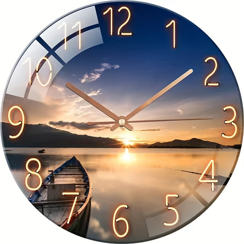 Modern Nautical Glass Wall Clock with Silent Mechanism – 30 cm Diameter, Elegant Design for Home or Office Decor