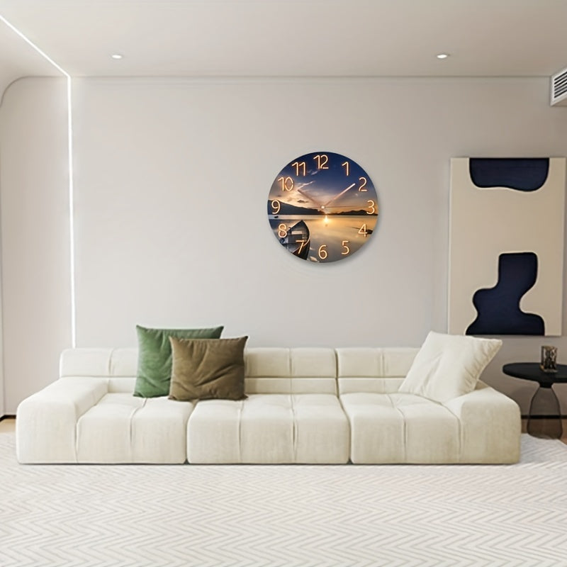 Modern Nautical Glass Wall Clock with Silent Mechanism – 30 cm Diameter, Elegant Design for Home or Office Decor