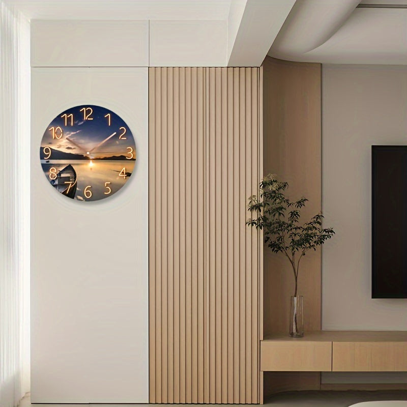 Modern Nautical Glass Wall Clock with Silent Mechanism – 30 cm Diameter, Elegant Design for Home or Office Decor