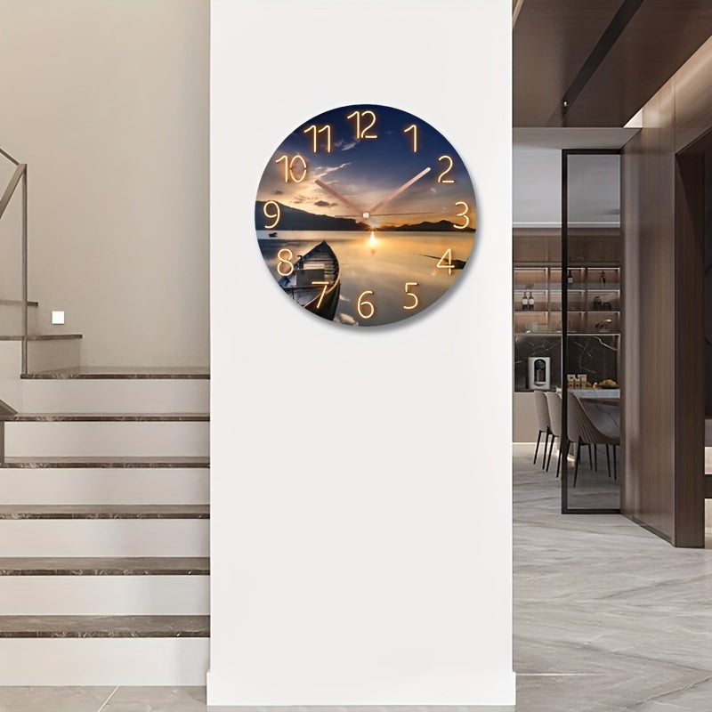 Modern Nautical Glass Wall Clock with Silent Mechanism – 30 cm Diameter, Elegant Design for Home or Office Decor