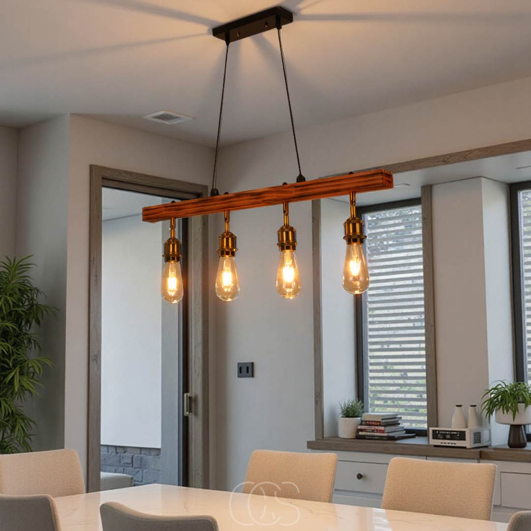 Opertsa - Ceiling lamp 4 lights - multi-light ceiling lamp wood & metal