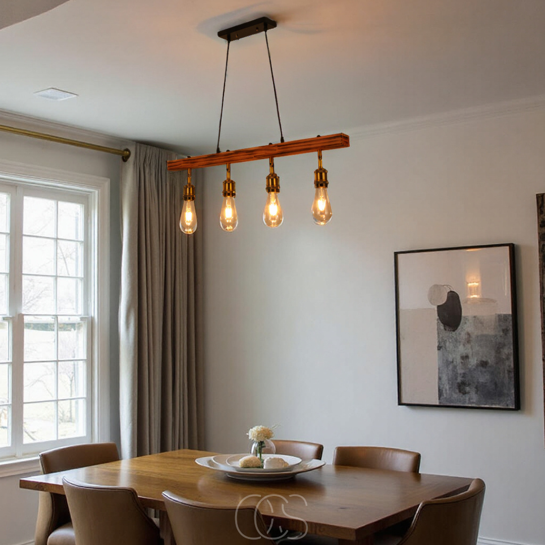 Opertsa - Ceiling lamp 4 lights - multi-light ceiling lamp wood & metal