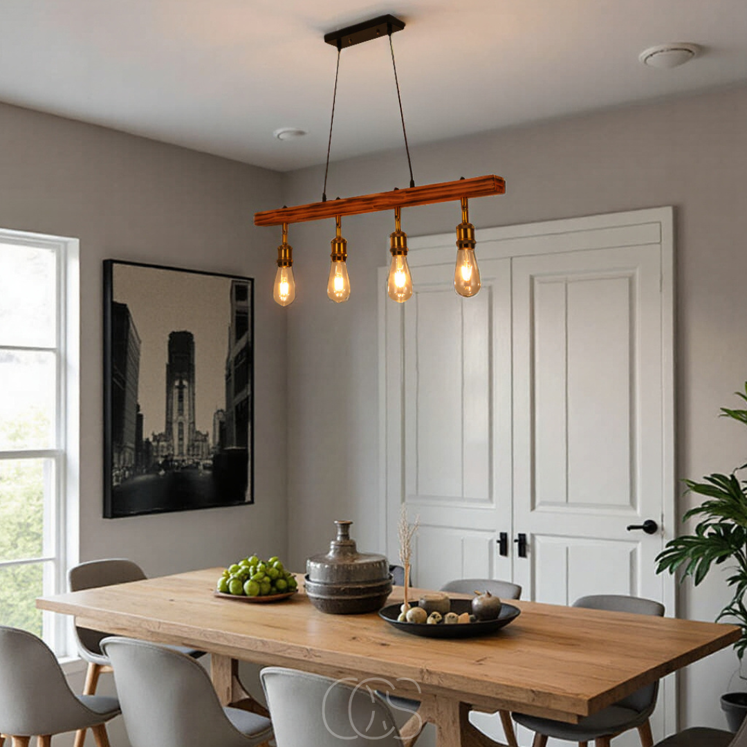 Opertsa - Ceiling lamp 4 lights - multi-light ceiling lamp wood & metal