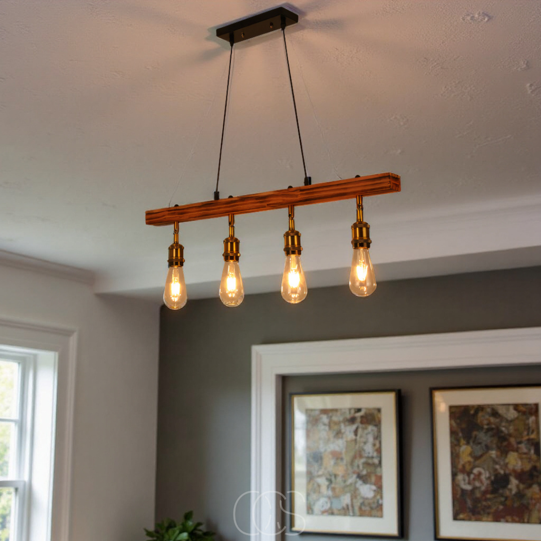 Opertsa - Ceiling lamp 4 lights - multi-light ceiling lamp wood & metal