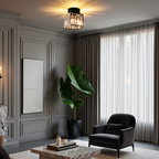 Opertsa - Lámpara de techo de cristal - Metal negro y cristal K9 de montaje empotrado