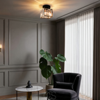 Opertsa - Lámpara de techo de cristal - Metal negro y cristal K9 de montaje empotrado