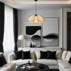 Opertsa - Flower-shaped Rattan Pendant Lamp with Black Accents