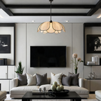 Opertsa - Flower-shaped Rattan Pendant Lamp with Black Accents