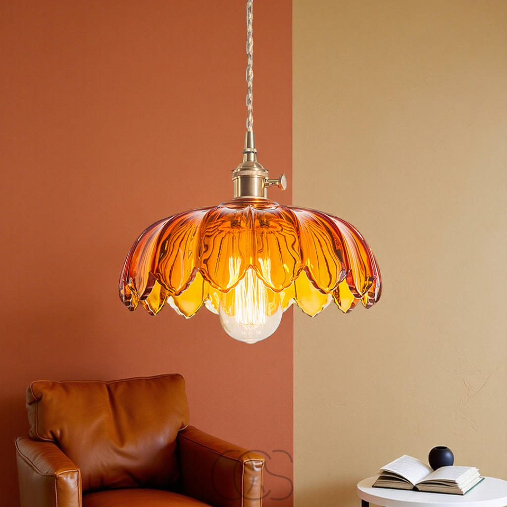 Opertsa - Glass Flower Pendant Lamp - Vintage Design