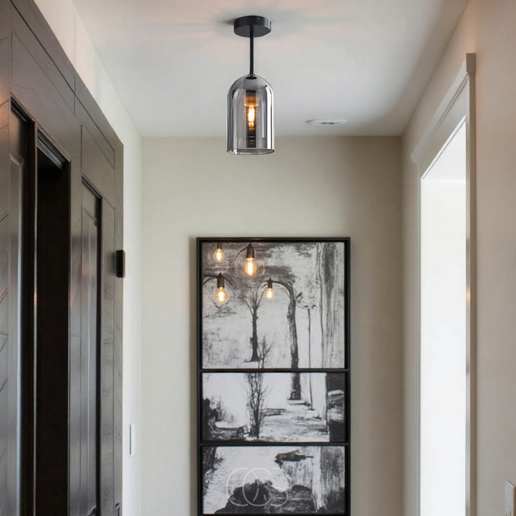 Opertsa - Lámpara de techo vintage de vidrio con LED