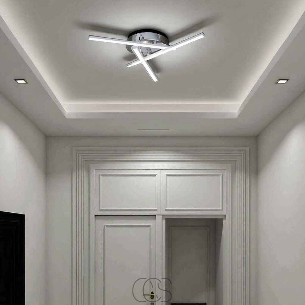 Opertsa - LED Ceiling Lamp Triangular - Satin Nickel Design Lamp