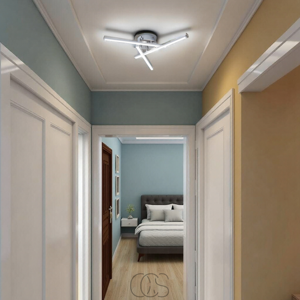 Opertsa - LED Ceiling Lamp Triangular - Satin Nickel Design Lamp