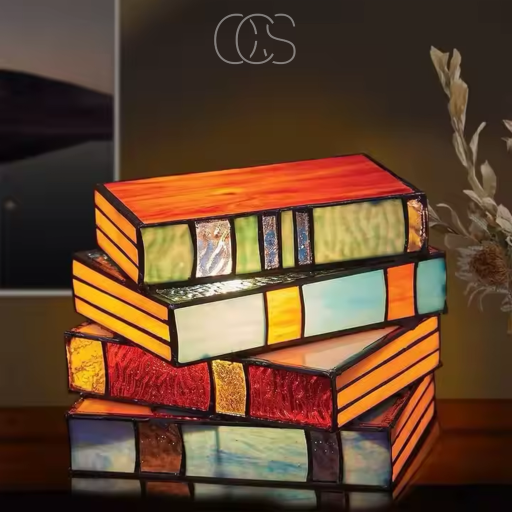 Opertsa - Mosaic Book Lamp - Wireless Tiffany Table Lamp