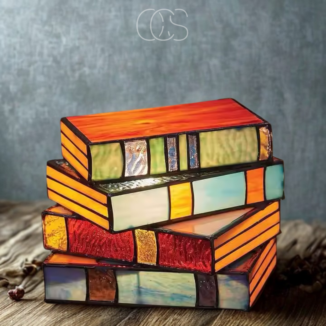 Opertsa - Mosaic Book Lamp - Wireless Tiffany Table Lamp