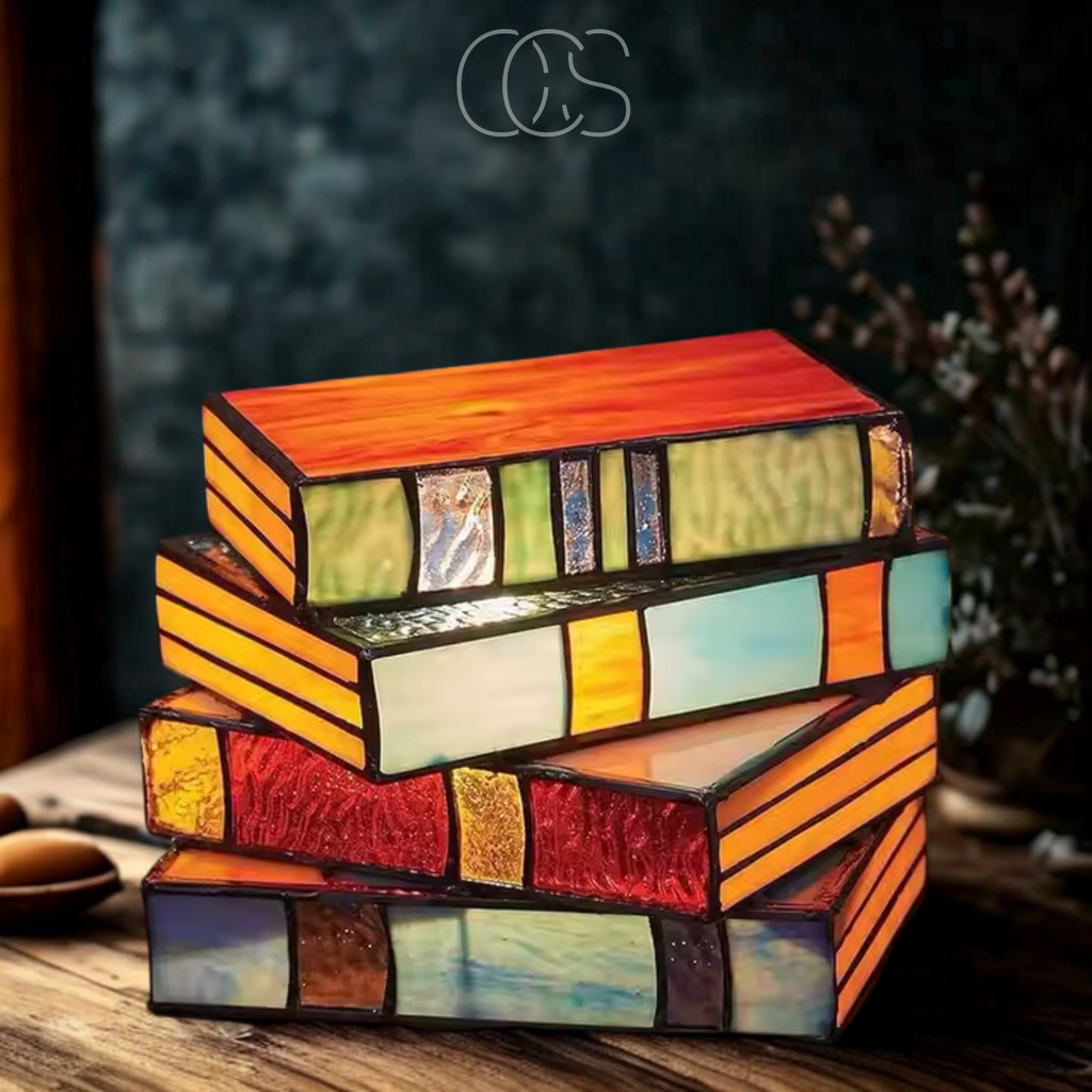 Opertsa - Mosaic Book Lamp - Wireless Tiffany Table Lamp