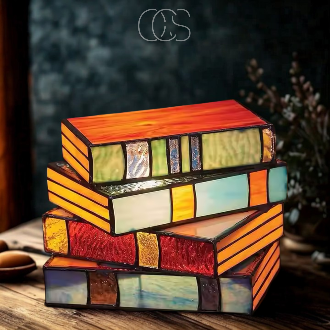 Opertsa - Mosaic Book Lamp - Wireless Tiffany Table Lamp