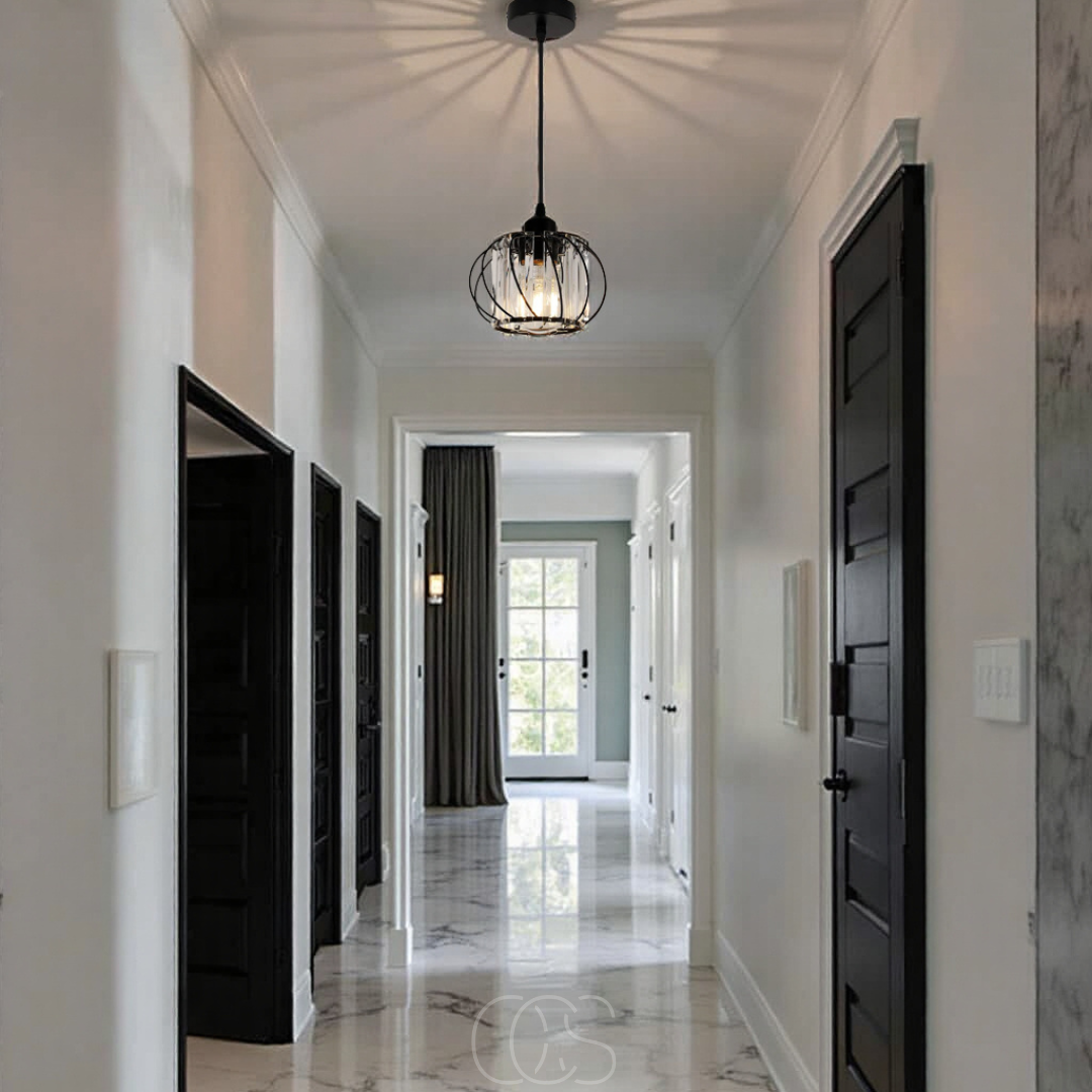 Opertsa - Nordic Pendant Lamp with Spherical Glass - Black Design