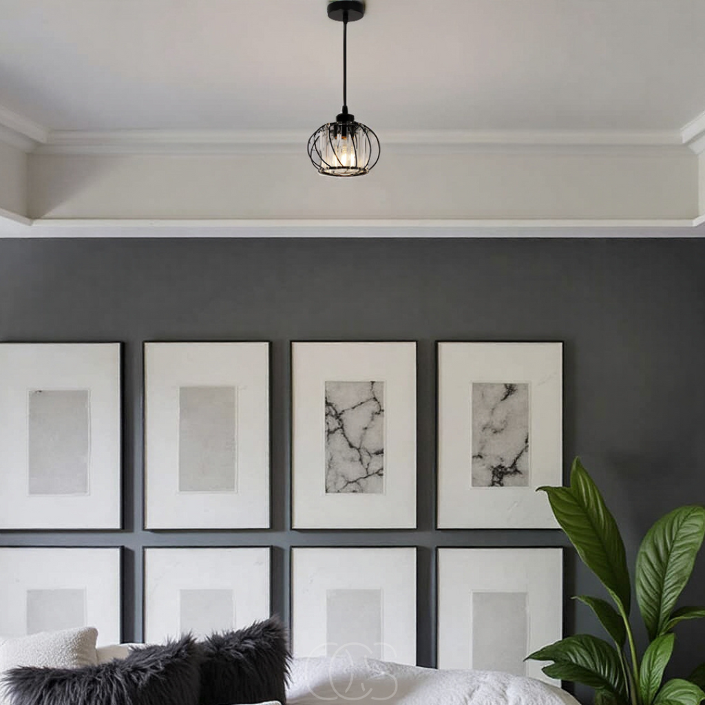 Opertsa - Nordic Pendant Lamp with Spherical Glass - Black Design