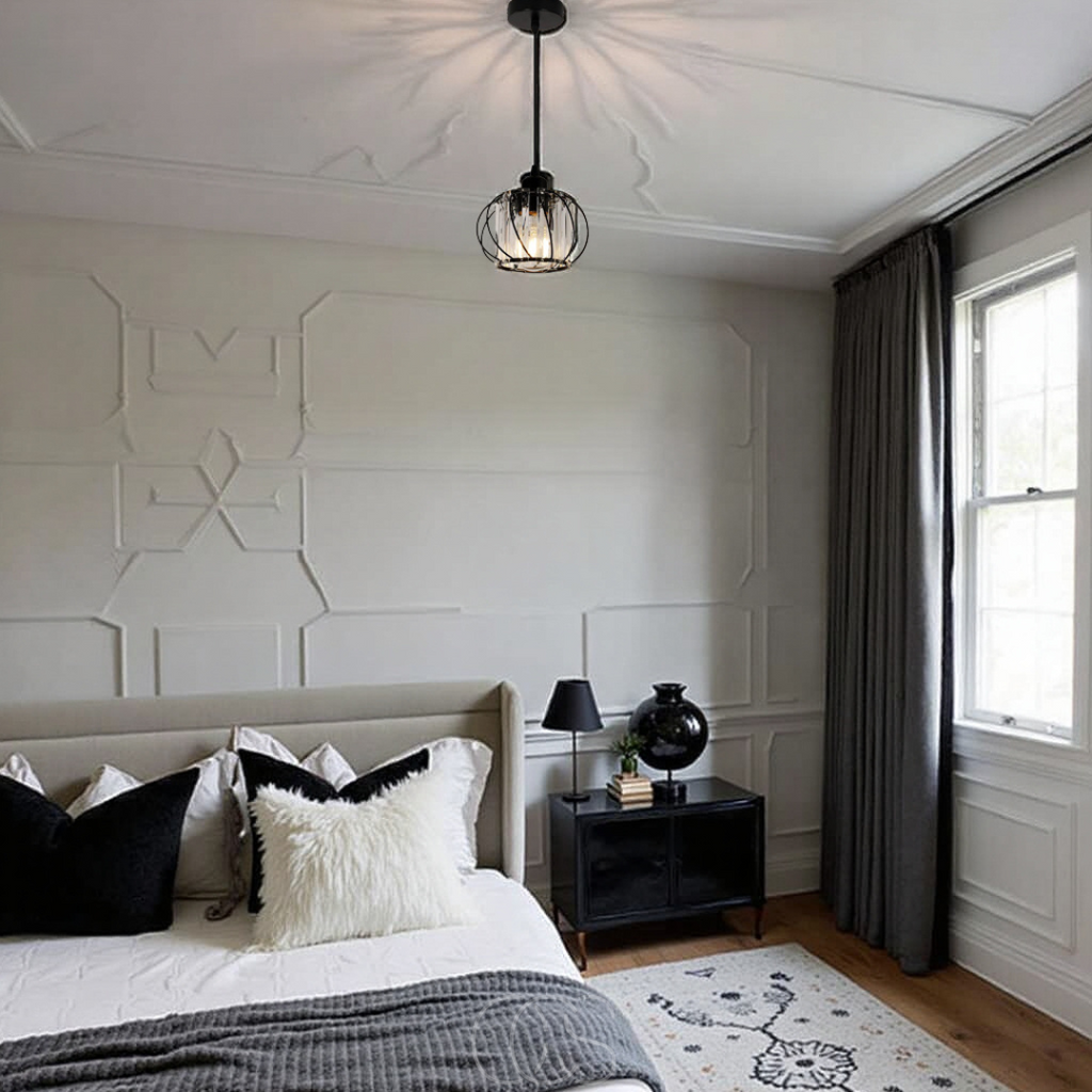 Opertsa - Nordic Pendant Lamp with Spherical Glass - Black Design