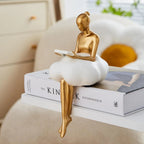 Opertsa - Reading Woman on Cloud Sculpture - Resin Art Object