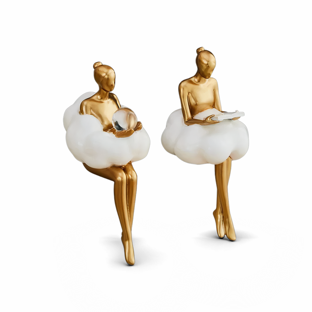 Opertsa - Reading Woman on Cloud Sculpture - Resin Art Object