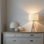 Opertsa - Lámpara de Mesa - Madera Natural y Pantalla de Tela