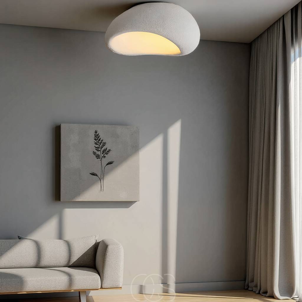 Opertsa - Wabi-Sabi Fabric Ceiling Lamp - Polyform & Resin