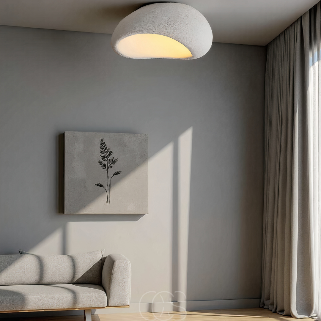 Opertsa - Wabi-Sabi Fabric Ceiling Lamp - Polyform & Resin