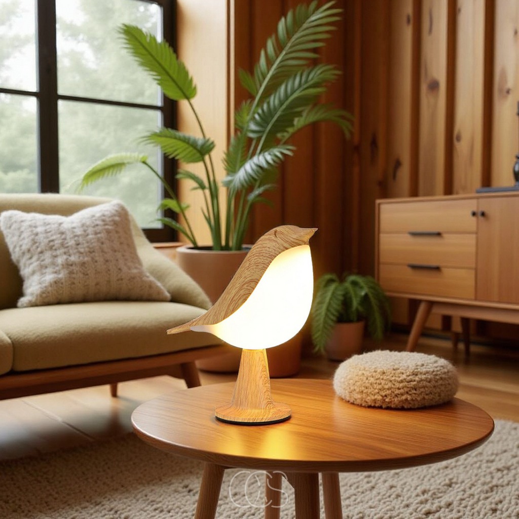Opertsa - Wooden Bird Lamp - Wireless Table Lamp with Warm Light